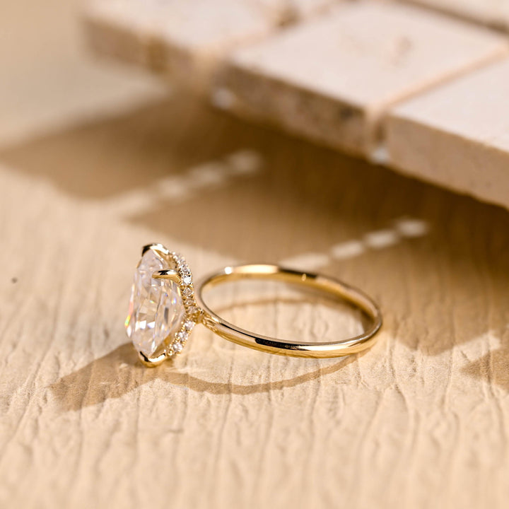 2.0CT Radiant Cut Hidden Halo Moissanite Engagement Ring