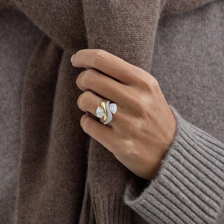 1.20CT East West Pear Cut Cluster Diamond Engagement Ring