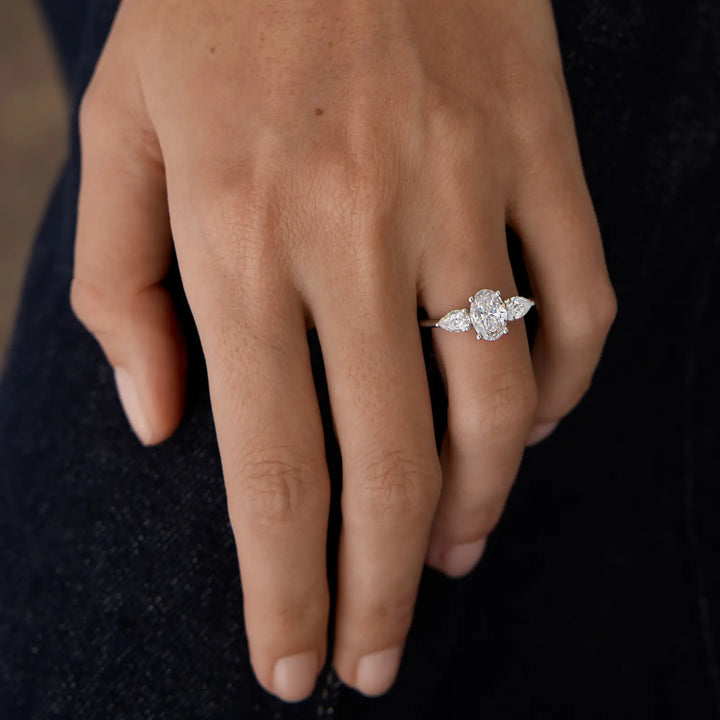 1.50CT Oval Cut Three Stone Moissanite Engagement Ring