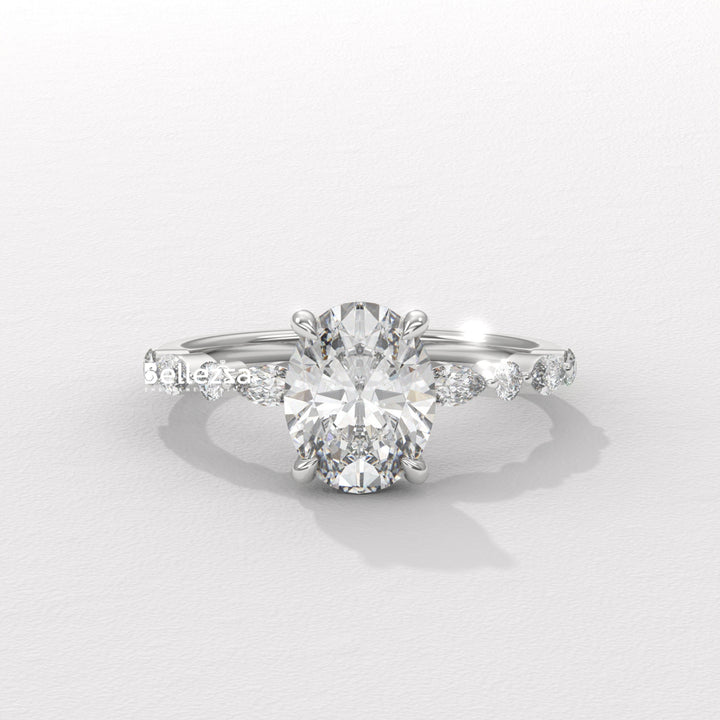 2.0-3.0CT Oval Diamond Pave Setting Lab Grown Engagement Ring