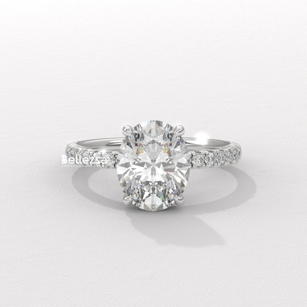 2.0-3.0CT Oval Diamond Pave Setting Lab Grown Engagement Ring