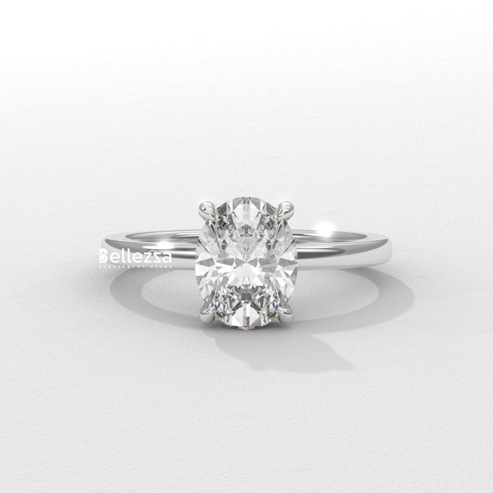 1.50-2.50CT Oval Diamond Hidden Halo Lab Grown Engagement Ring
