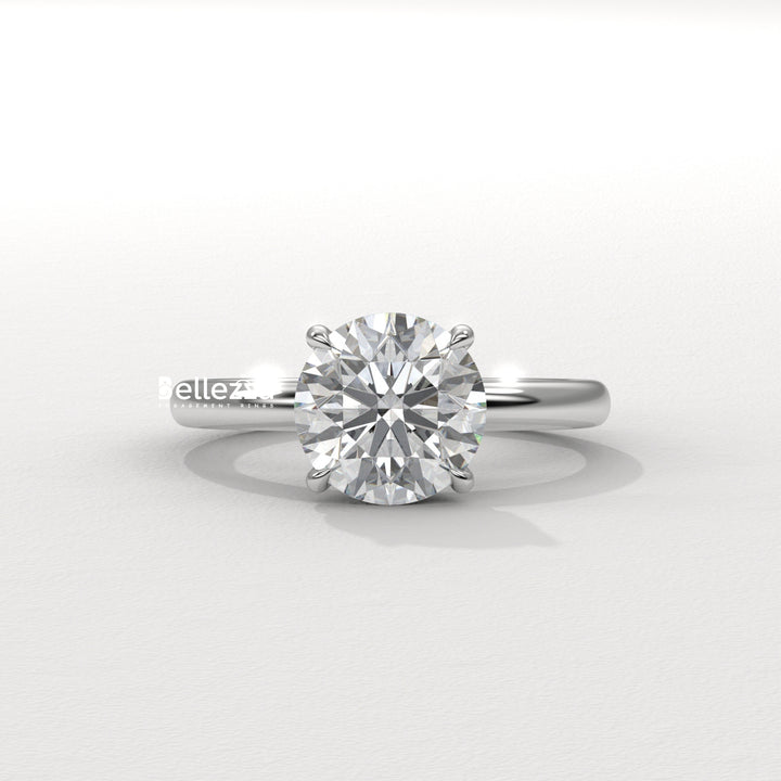 1.0-2.0CT Round Cut Hidden Halo Lab Grown Engagement Ring