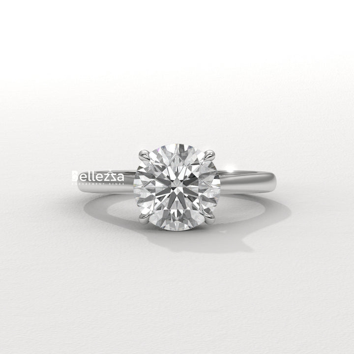 1.0-2.0CT Round Cut Lab Grown Diamond Hidden Halo Engagement Ring