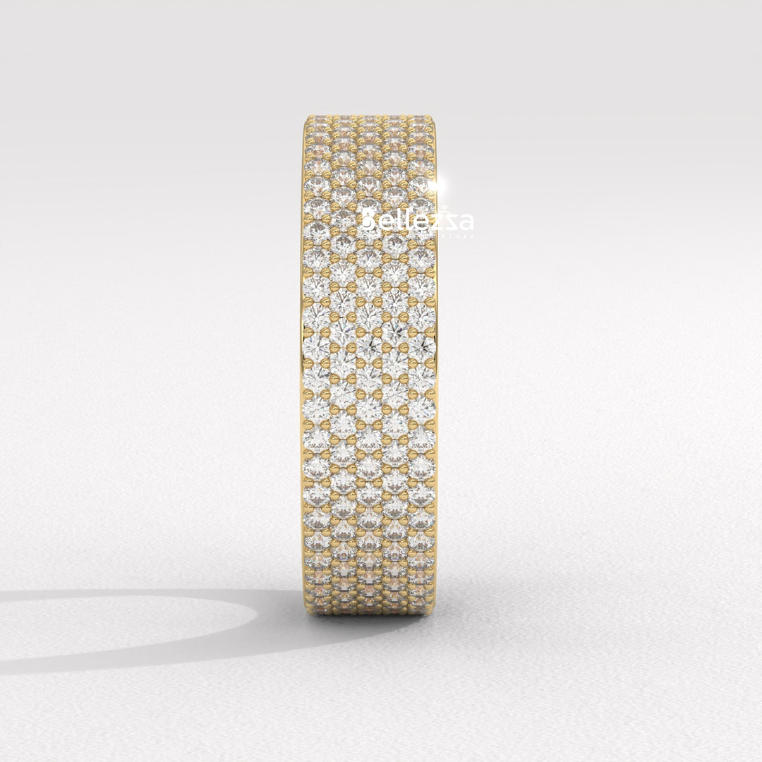 Round Diamond Cluster Setting Wide Eternity Wedding Band