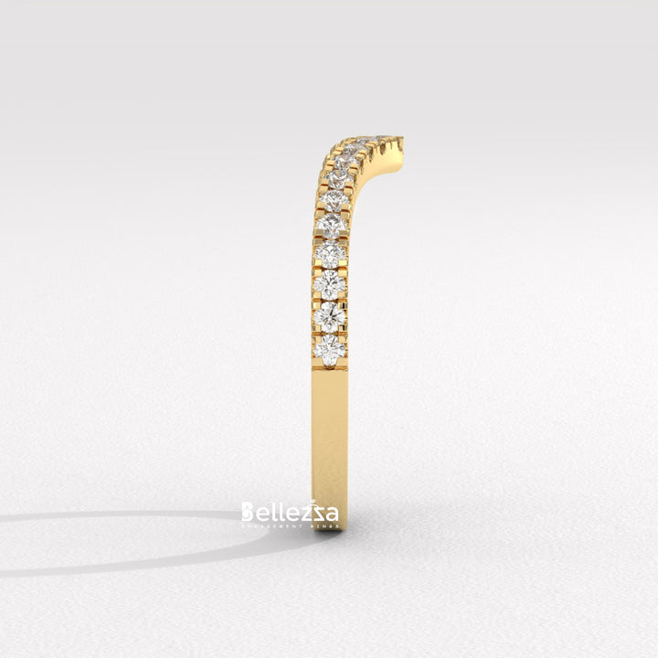 Round Diamond Curved Style Lab Grown Wedding Band