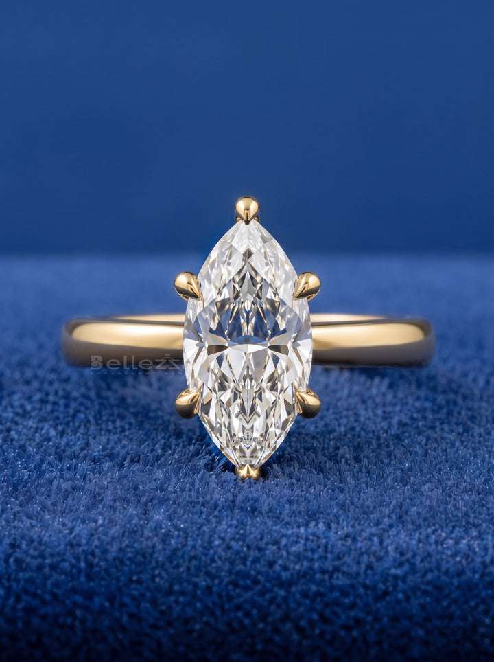 2.50-3.50CT Marquise Cut CVD Diamond Hidden Halo Engagement Ring