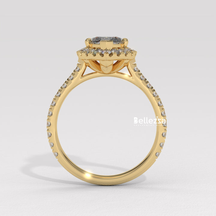 1.50-2.50CT Marquise Cut CVD Diamond Halo Pave Set Engagement Ring