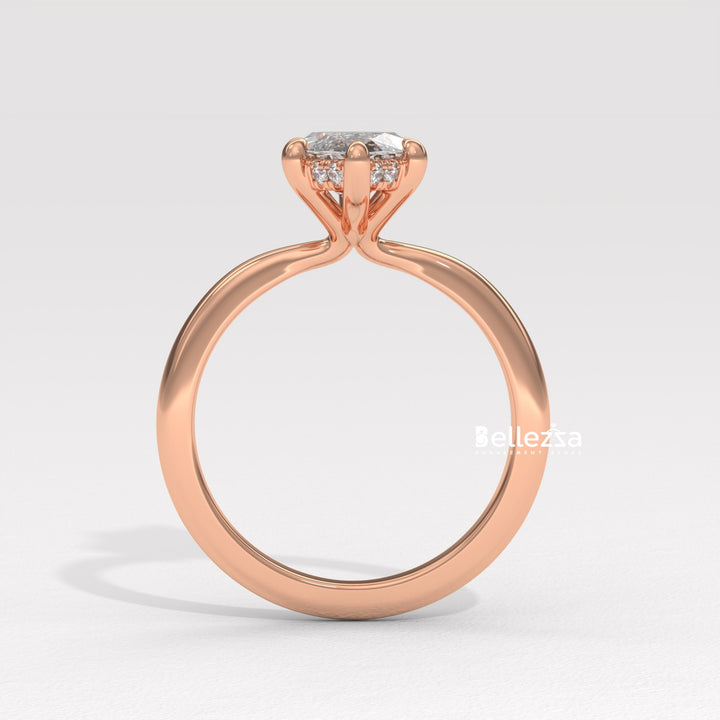 2.50-3.50CT Marquise Cut CVD Diamond Hidden Halo Engagement Ring