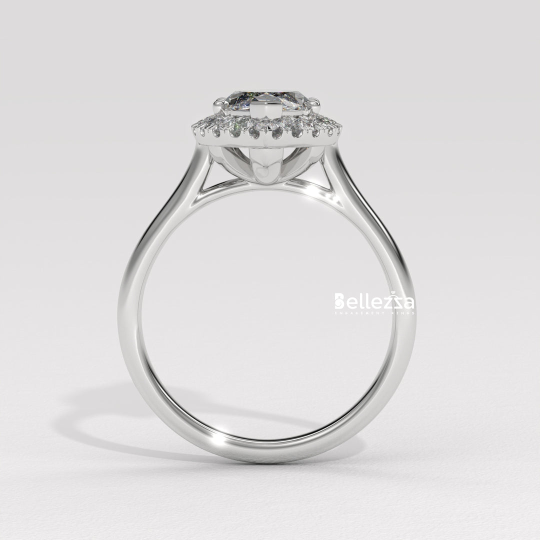 1.50-2.50CT Marquise Cut CVD Diamond Halo Setting Engagement Ring