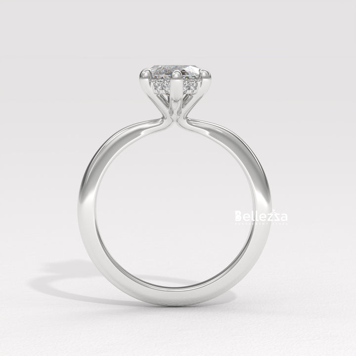 2.50-3.50CT Marquise Cut CVD Diamond Hidden Halo Engagement Ring