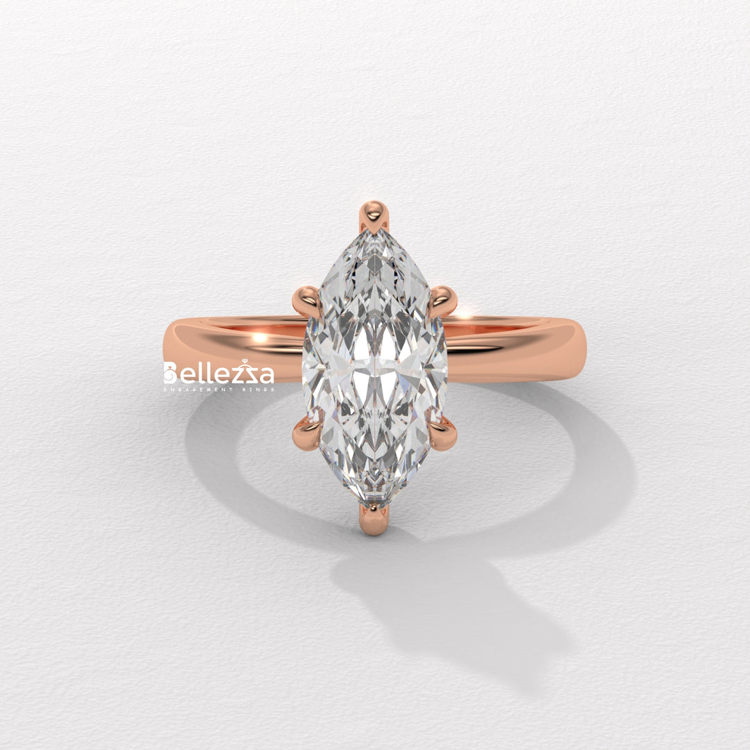 2.50-3.50CT Marquise Cut CVD Diamond Hidden Halo Engagement Ring