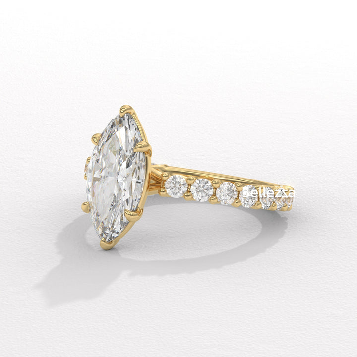 1.50-2.50CT Marquise Cut Pave Setting Lab Grown Engagement Ring