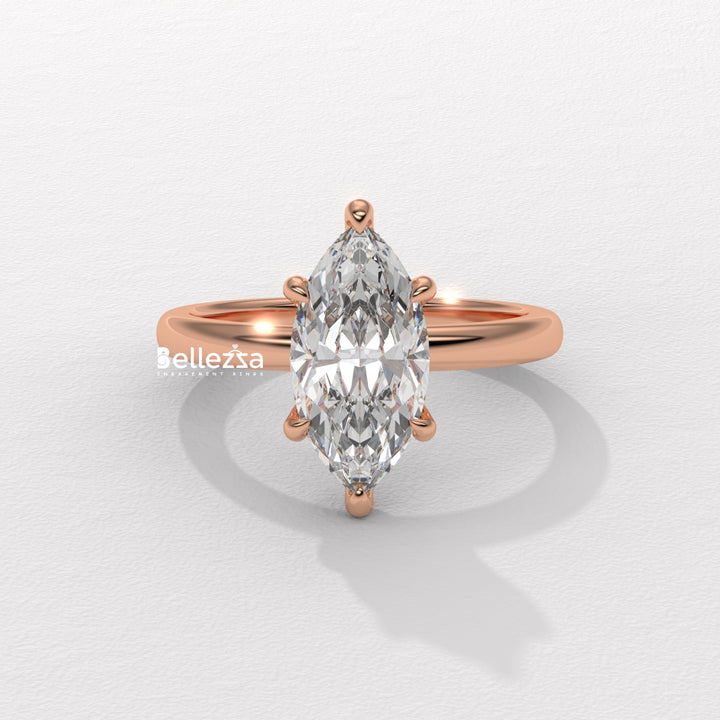 1.50-2.50CT Marquise Cut CVD Diamond Hidden Halo Setting Engagement Ring