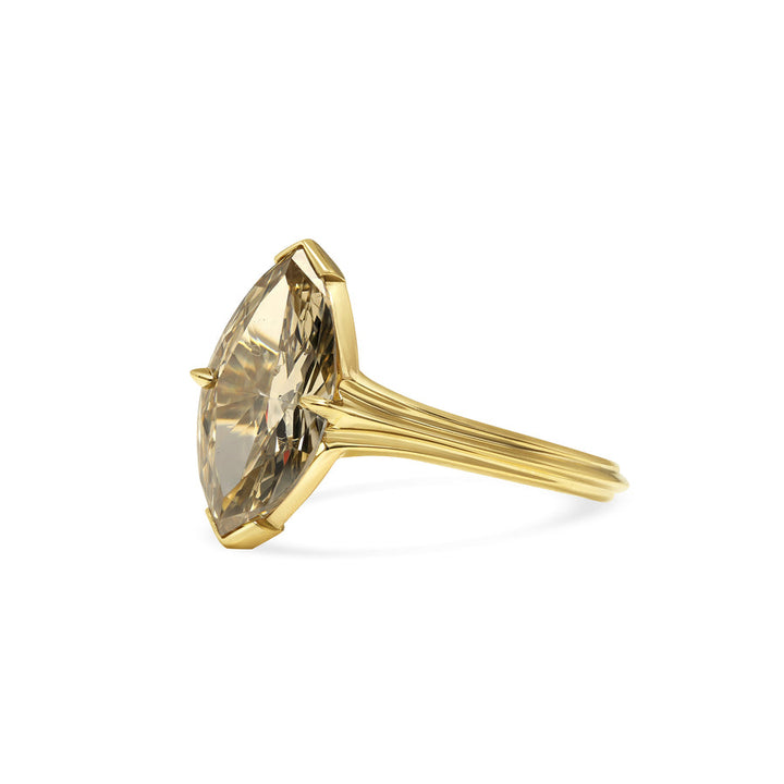 2.50CT Fancy Brown Marquise Diamond Unique Band Lab Grown Engagement Ring