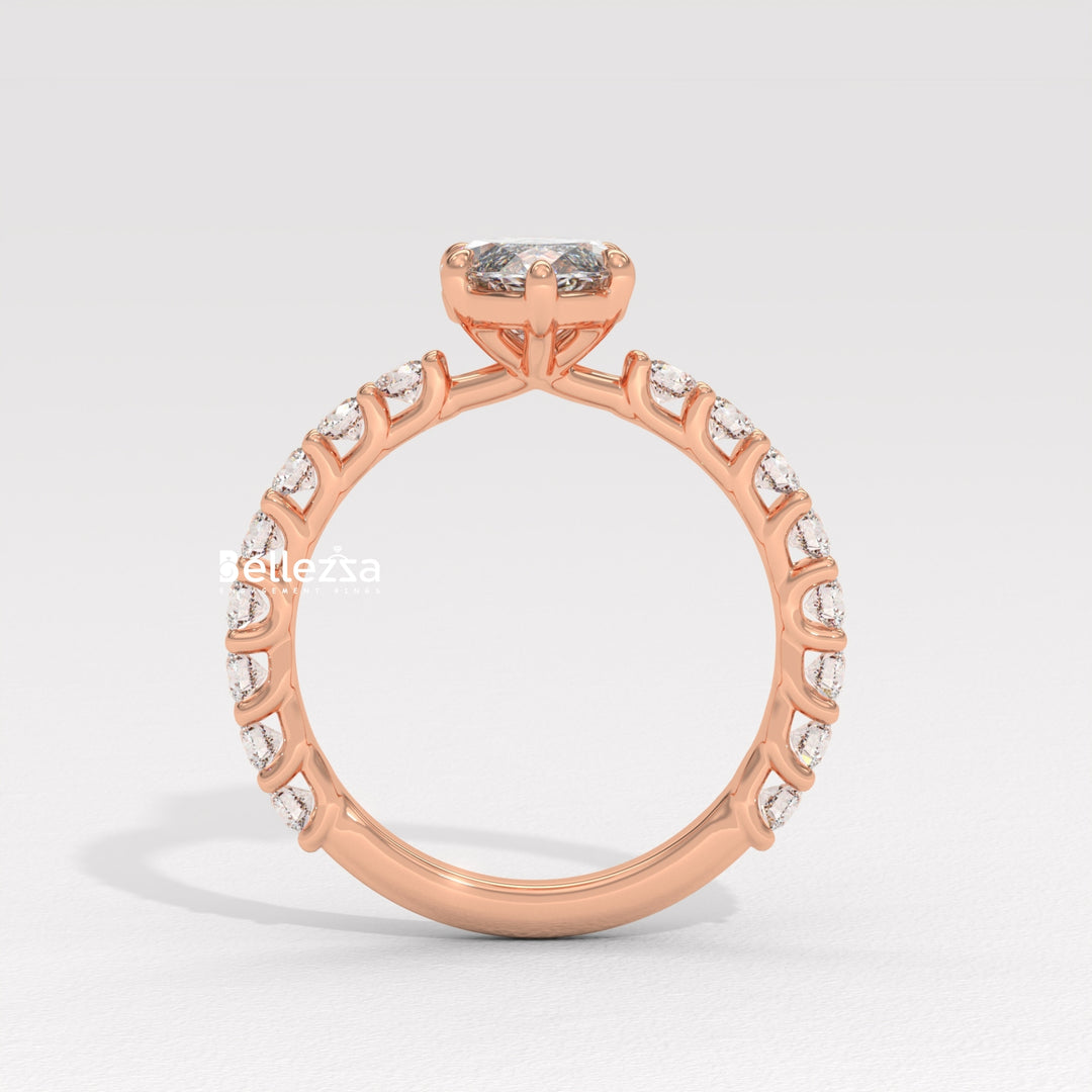 1.50-2.50CT Marquise Cut Pave Setting Lab Grown Engagement Ring