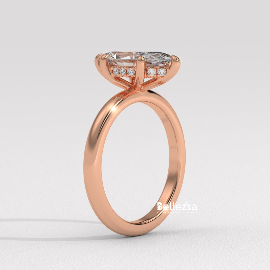 1.50-2.50CT Marquise Cut CVD Diamond Hidden Halo Setting Engagement Ring