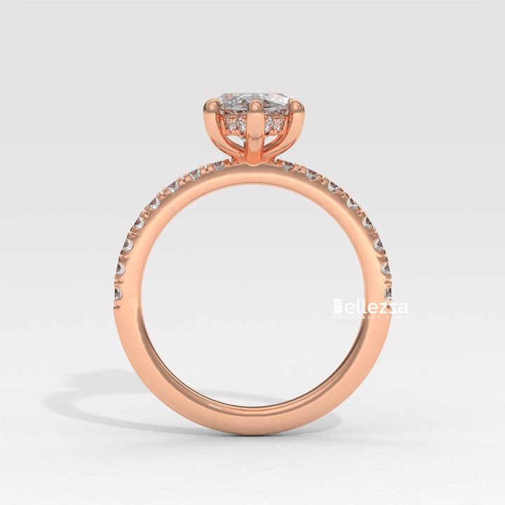 2.50-3.50CT Marquise Cut CVD Diamond Pave Setting Engagement Ring