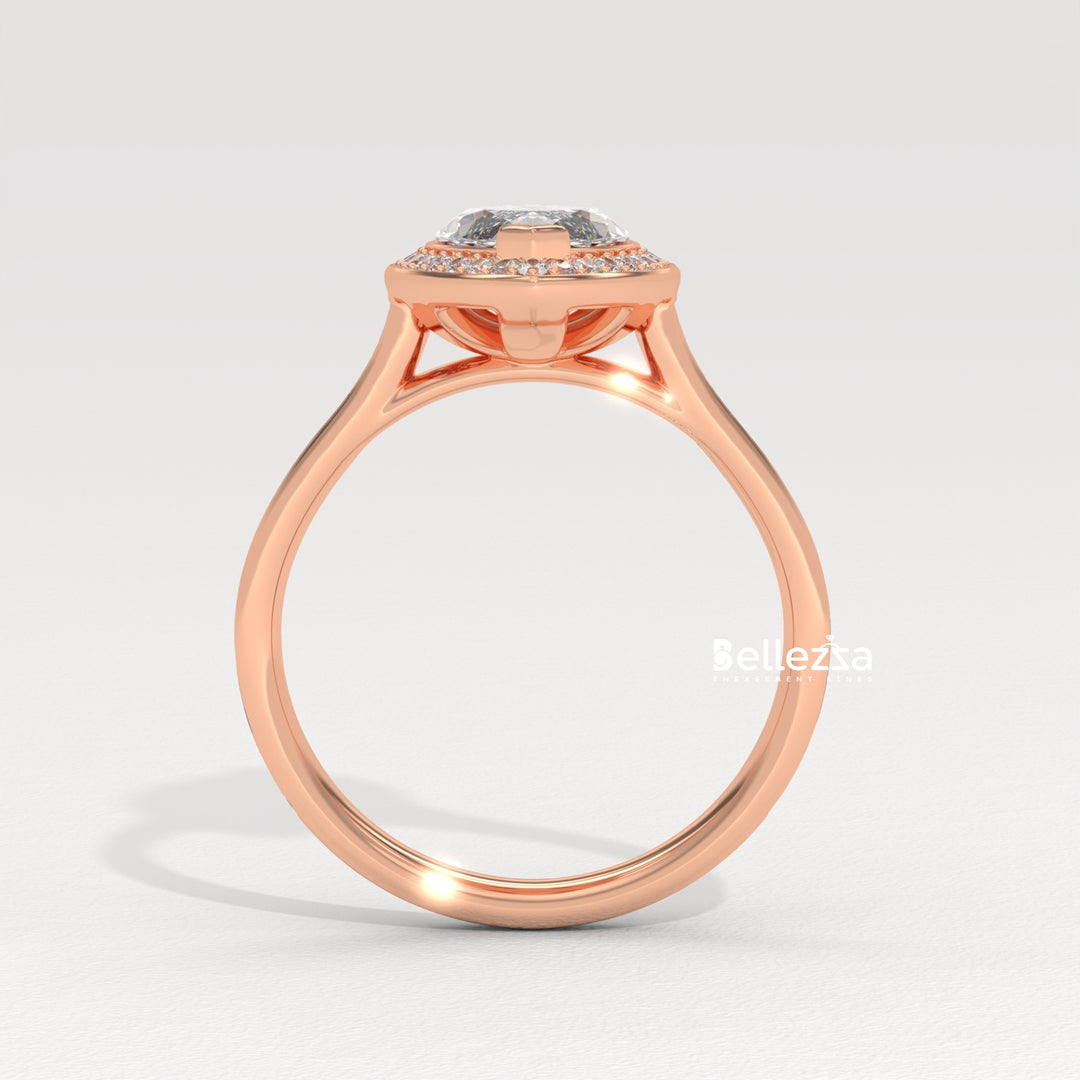 2.0-3.0CT Marquise Cut Halo Pave Setting Lab Grown Engagement Ring