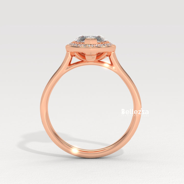 2.0-3.0CT Marquise Cut Halo Pave Setting Lab Grown Engagement Ring