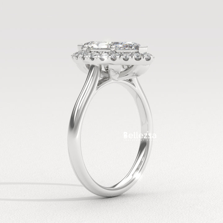 1.50-2.50CT Marquise Cut CVD Diamond Halo Setting Engagement Ring