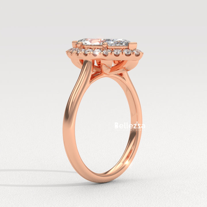 1.50-2.50CT Marquise Cut CVD Diamond Halo Setting Engagement Ring