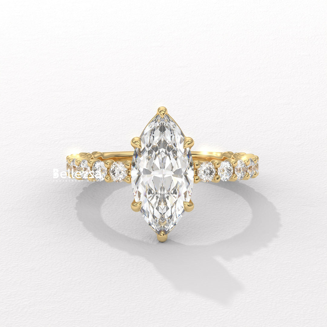 1.50-2.50CT Marquise Cut Pave Setting Lab Grown Engagement Ring