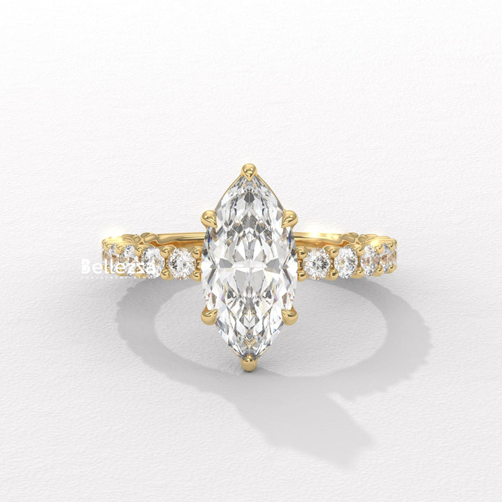 1.50-2.50CT Marquise Cut Pave Setting Lab Grown Engagement Ring