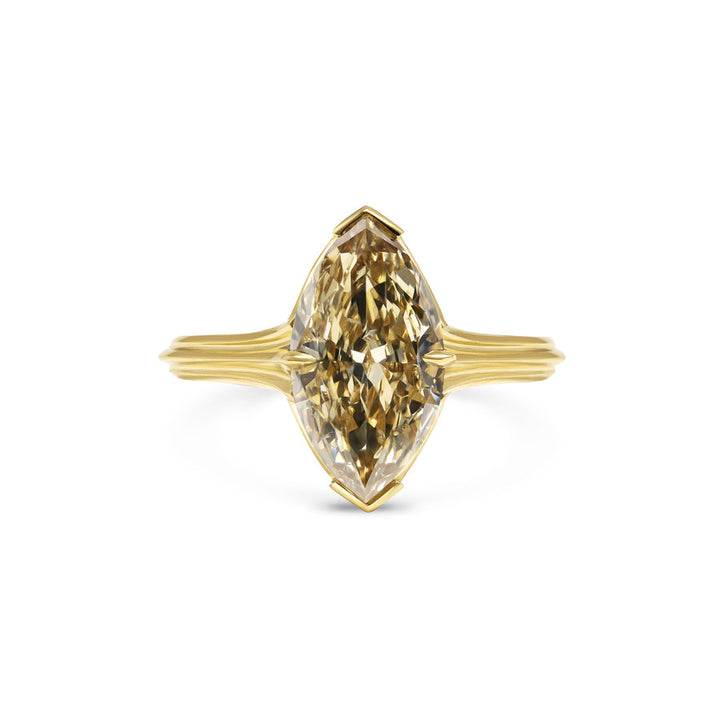 2.50CT Fancy Brown Marquise Diamond Unique Band Lab Grown Engagement Ring
