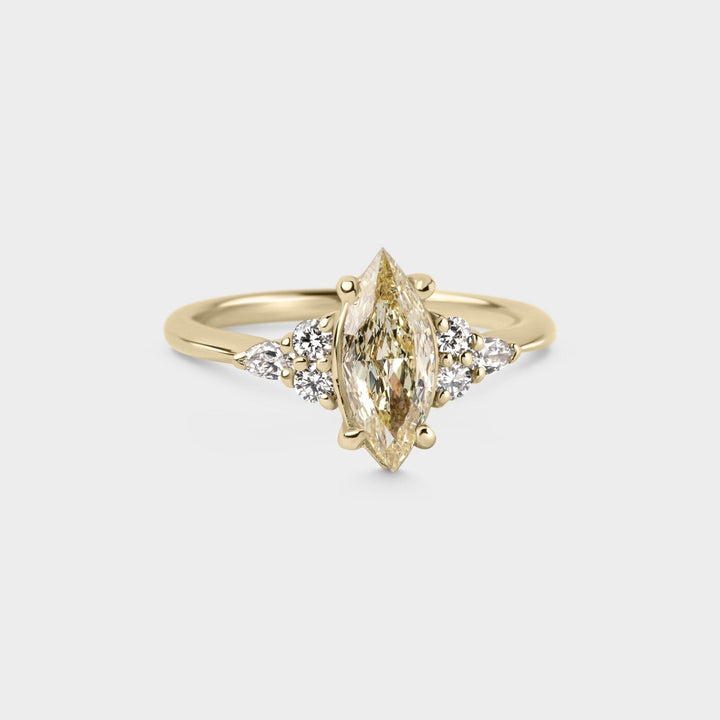 1.0CT Warm White Marquise Diamond Cluster Setting Lab Grown Engagement Ring