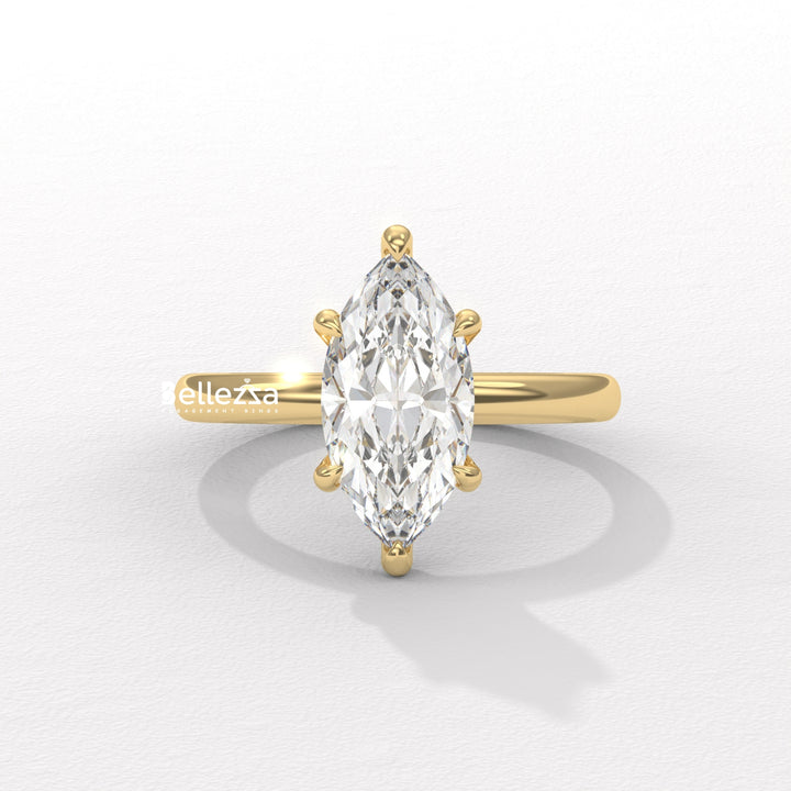 1.50-2.50CT Marquise Cut CVD Diamond Hidden Halo Setting Engagement Ring