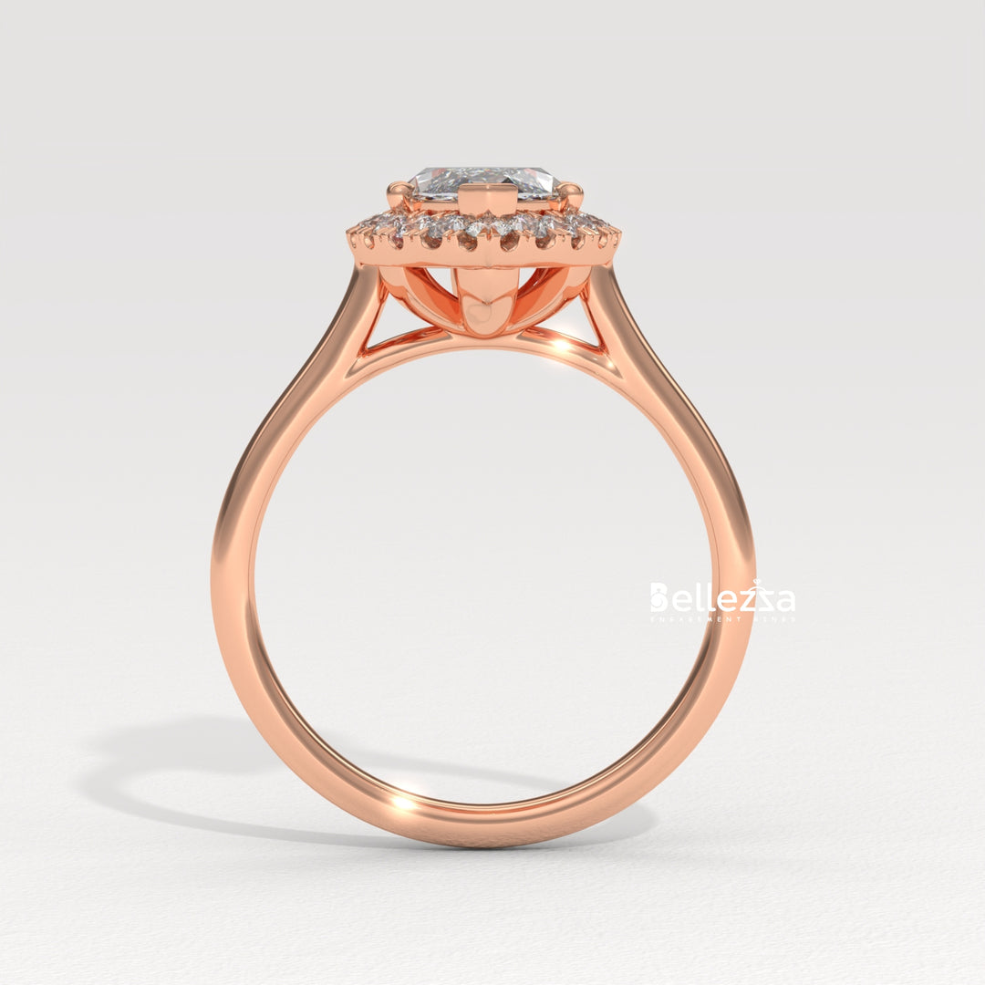 1.50-2.50CT Marquise Cut CVD Diamond Halo Setting Engagement Ring