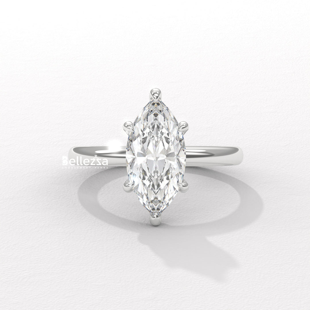 1.50-2.50CT Marquise Cut CVD Diamond Hidden Halo Setting Engagement Ring