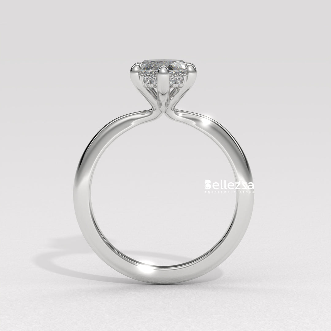 2.50-3.50CT Marquise Cut CVD Diamond Hidden Halo Engagement Ring