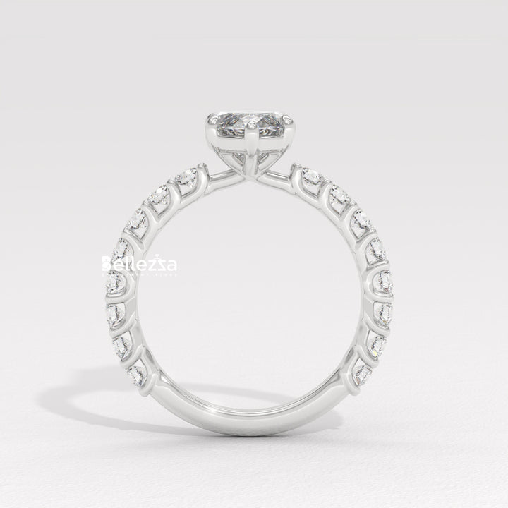 1.50-2.50CT Marquise Cut Pave Setting Lab Grown Engagement Ring