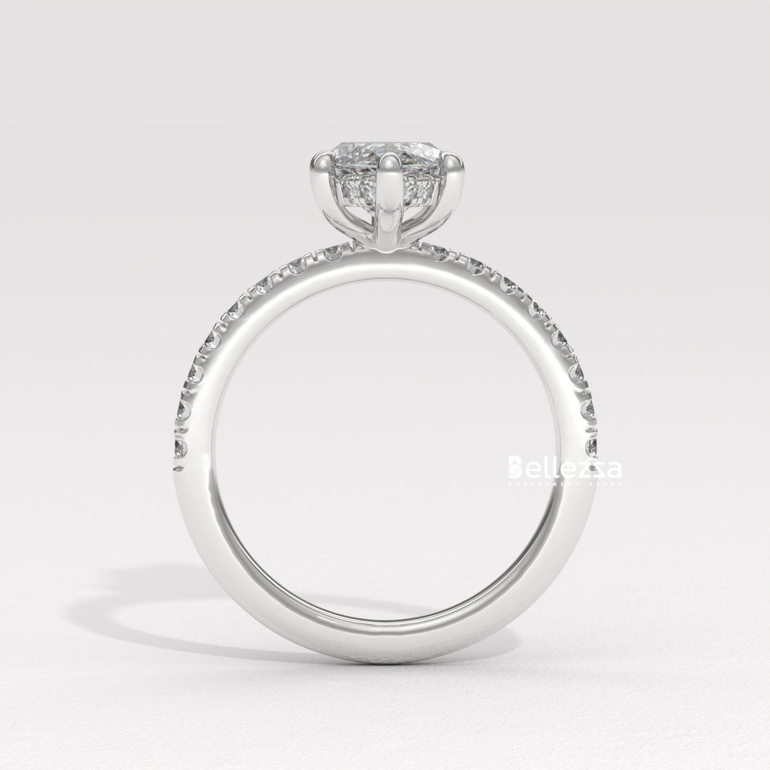 2.50-3.50CT Marquise Cut CVD Diamond Pave Setting Engagement Ring