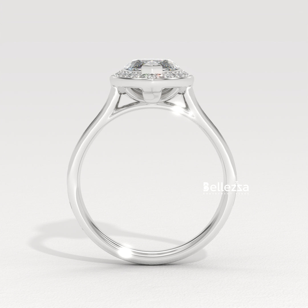 2.0-3.0CT Marquise Cut Halo Pave Setting Lab Grown Engagement Ring