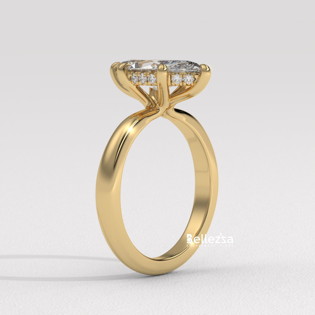 2.50-3.50CT Marquise Cut CVD Diamond Hidden Halo Engagement Ring