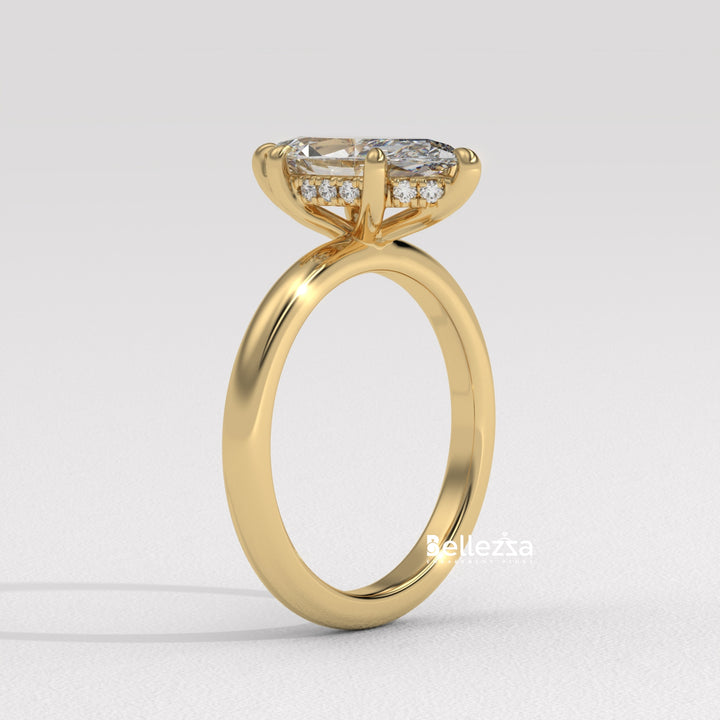 1.50-2.50CT Marquise Cut CVD Diamond Hidden Halo Setting Engagement Ring