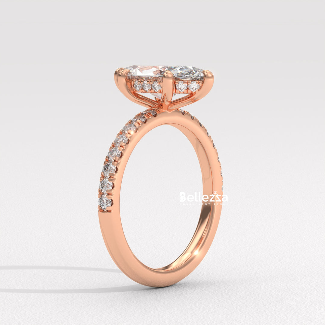 2.50-3.50CT Marquise Cut CVD Diamond Pave Setting Engagement Ring