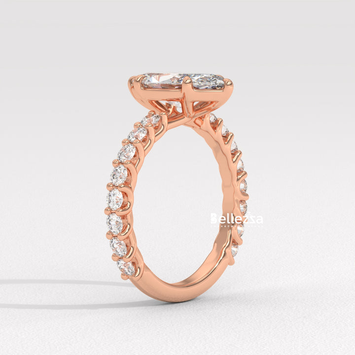 1.50-2.50CT Marquise Cut Pave Setting Lab Grown Engagement Ring