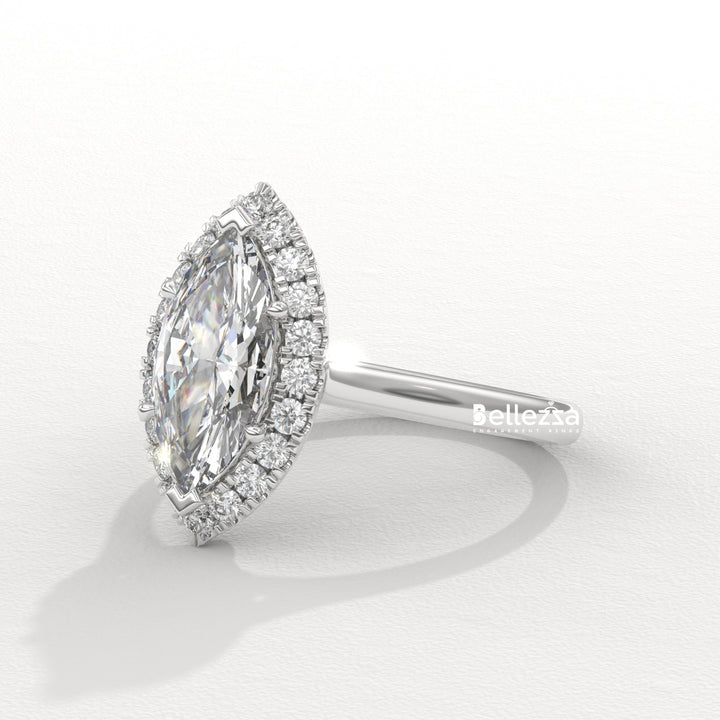 1.50-2.50CT Marquise Cut CVD Diamond Halo Setting Engagement Ring