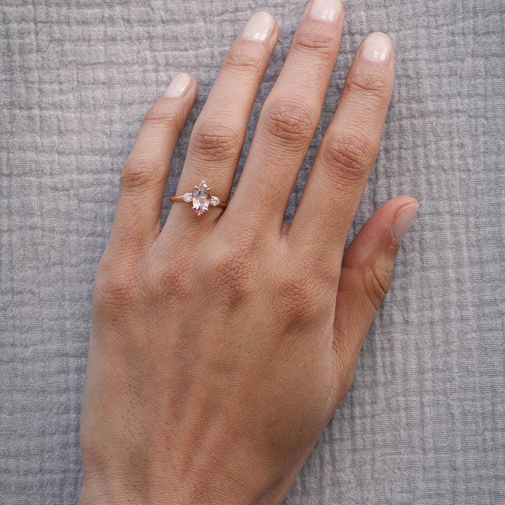 1.50CT Fancy Pink Marquise Diamond Three Stone Lab Grown Engagement Ring