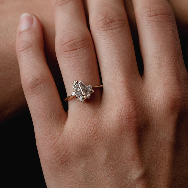 1.0CT Champagne Irregular Diamond Cluster Setting Lab Grown Engagement Ring
