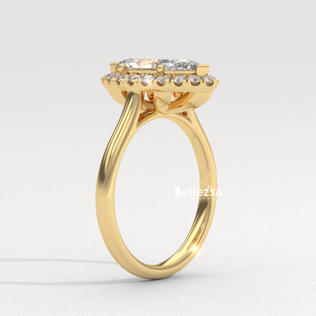 1.50-2.50CT Marquise Cut CVD Diamond Halo Setting Engagement Ring