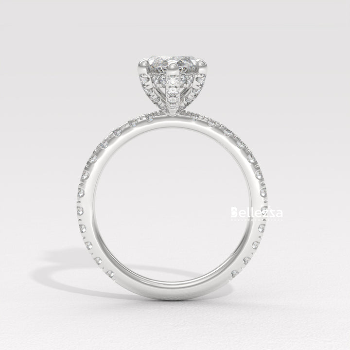 2.0-3.0CT Marquise Cut CVD Diamond Pave Setting Engagement Ring
