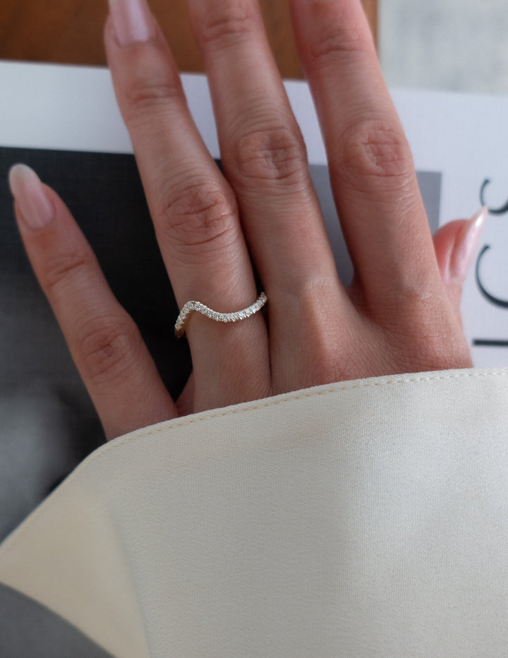 0.30 TCW Round Lab Grown Diamond Wave Eternity Wedding Band