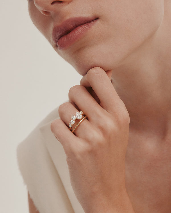 0.70 CT Round & Pear  Lab Grown Diamond Unique Style Engagement Ring