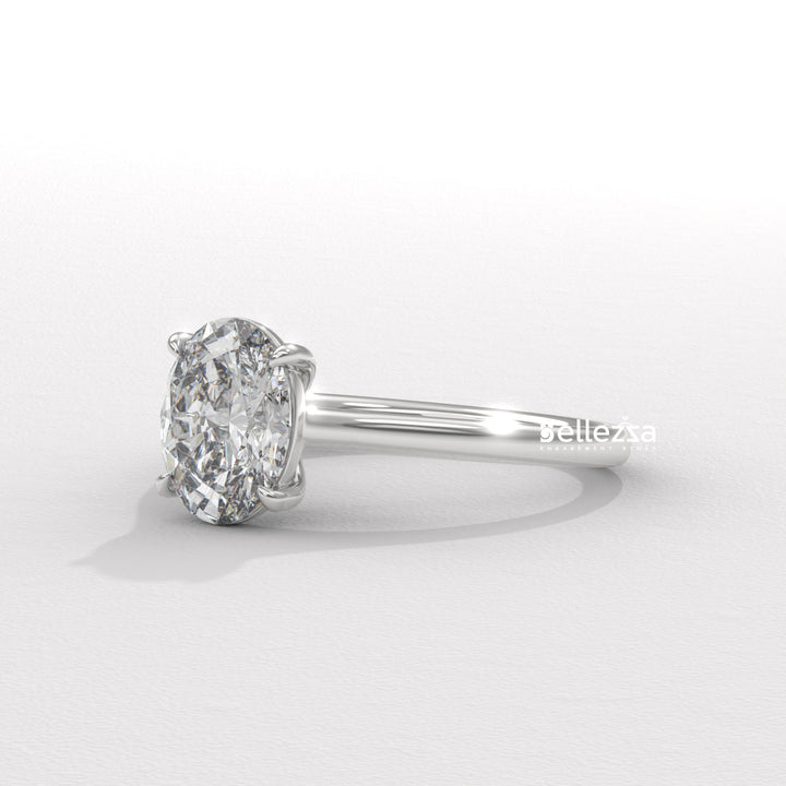 1.0-2.0CT Oval Diamond Solitaire Lab Grown Engagement Ring