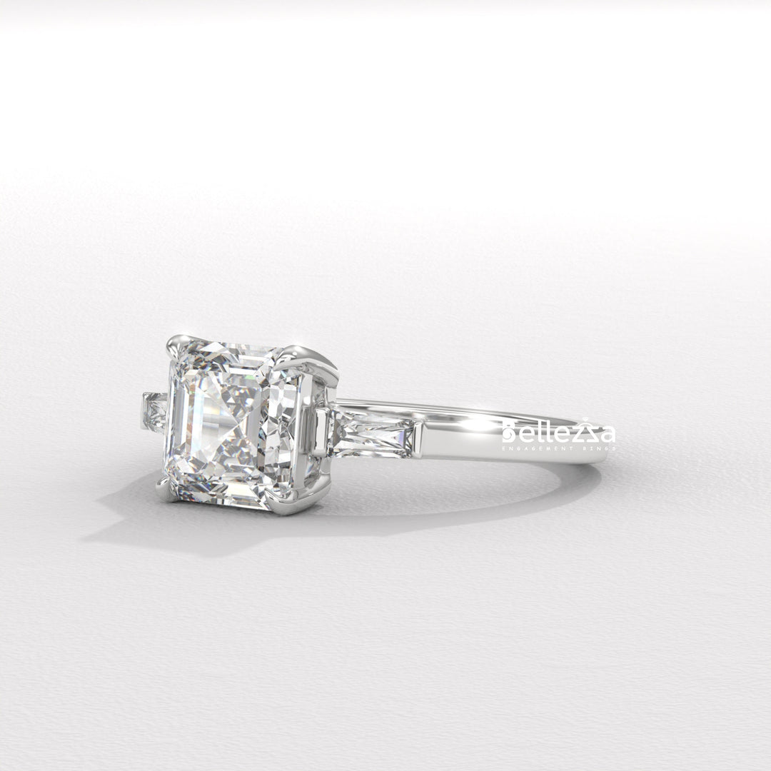 1.50-2.50CT Asscher Diamond Three Stone Lab Grown Engagement Ring